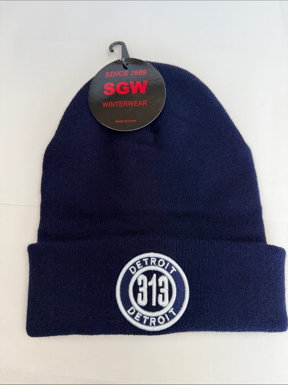 Navy Detroit 313 Knit Beanie